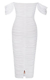 ERIN RUCHED MIDI DRESS