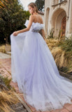 GATHERED TULLE PEARL BALL GOWN